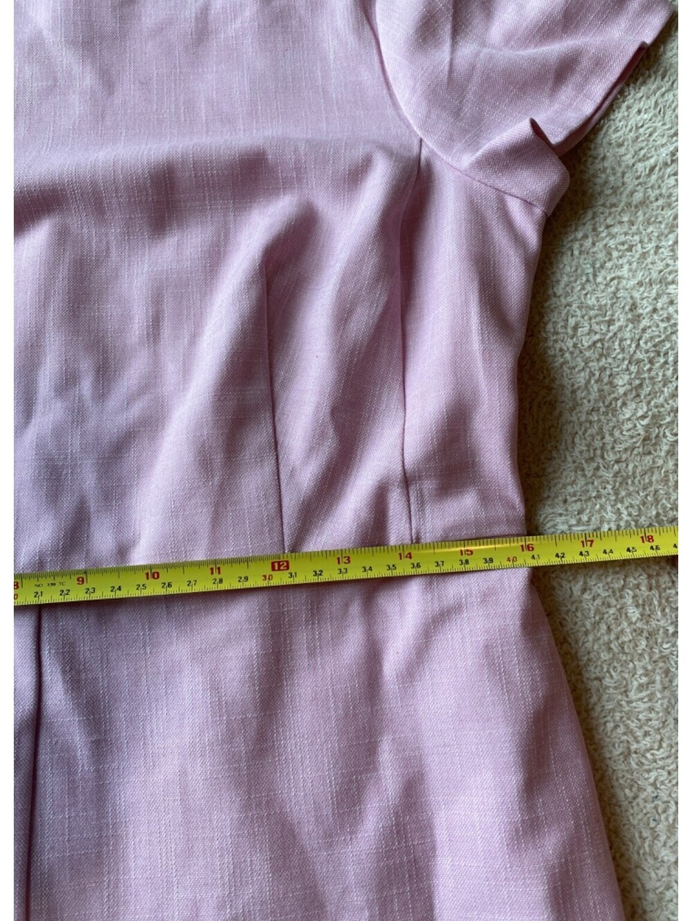 Ann Taylor Pastel Pink Slub Weave Dress Women's Petite 8P Cool Fabric LINED - Picture 9 of 10